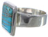 Heavy Turquoise Inlay Genuine Sterling Silver Ring Size 8-1/4 WX40628
